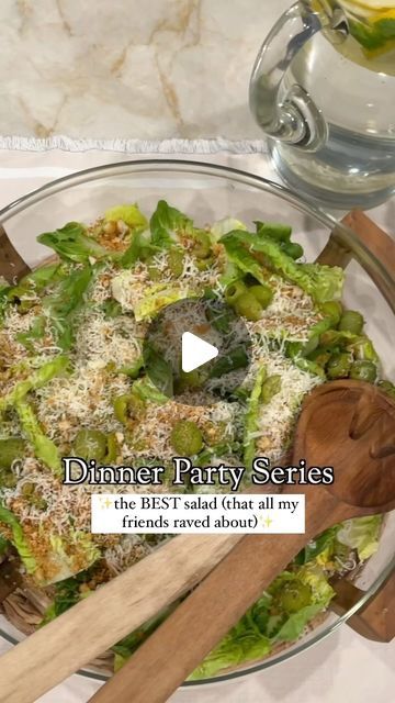 Cortney LaCorte on Instagram: "✨DINNER PARTY MENU SERIES EP.2: The Salad that had everyone talking! ✨

Gem Lettuce Salad with our LaCorte House Dressing, Smashed Marinated Olives and a Toasted Croutons Crumb🥗✨

For the LaCorte House Dressing* (this is a tweaked recipe from our OG lacorte dressing, and makes a big batch!)
1 cup olive oil
1/3 cup apple cider vinegar
3 tbsp soy sauce
1 tbsp honey (or could even use maple syrup)
4 cloves of garlic
1 tbsp dijon
Cracked black pepper 
Dressing directions: blend altogether with an immersion blender or high powered blender like a vitamix, then store in an airtight container, in the fridge.

For the Marinated Olives*
1 jar of pitted castelvetrano olives, smashed 
1/3 cup olive oil
Zest and juice of 1 lemon
Flaky salt and pepper
*store refrigerated Gem Lettuce Salad, Cheese Gal, Green Olive Salad, Dinner Party Salad, Castelvetrano Olives, Lemon Vinaigrette Dressing, Gem Lettuce, Green Salad Dressing, Marinated Olives