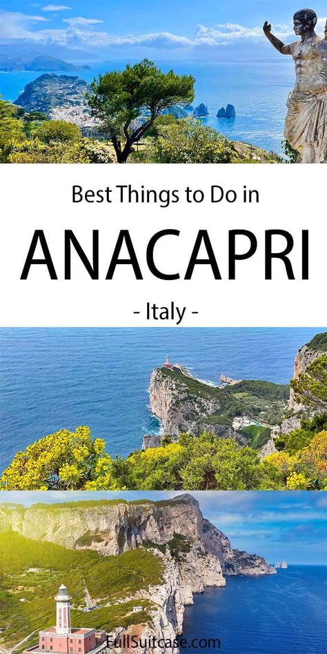 12 Best Things to Do in Anacapri, Italy (+ Map & Tips for Your Visit) Anacapri Italy, Italy Trip Planning, Amalfi Coast Travel, Capri Island, Campania Italy, Cruise Europe, Amalfi Coast Italy, Italy Map, Beaux Villages