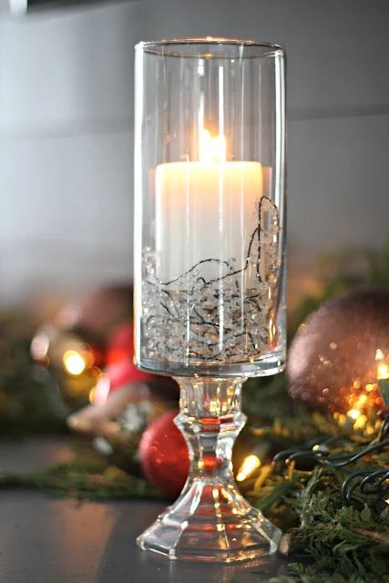 Elegant $2 dollar store candle holders | Thrifty Decor Chick | Thrifty DIY, Decor and Organizing Dollar Store Candle Holder, Dollar Tree Candles, Diy Christmas Fireplace, Dollar Store Candles, Candle Projects, Thrifty Decor Chick, Candle Pedestal, Christmas Candle Decorations, Dekor Diy