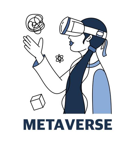 A teenage girl in virtual reality glasses . The metaverse concept. Technologies of games in virtual reality. Vector illustration Therapy Illustration, Reality Therapy, Illustration Advertisement, Vector Game, Virtual Reality Glasses, The Metaverse, Virtual Reality, Game Design, Vector Free