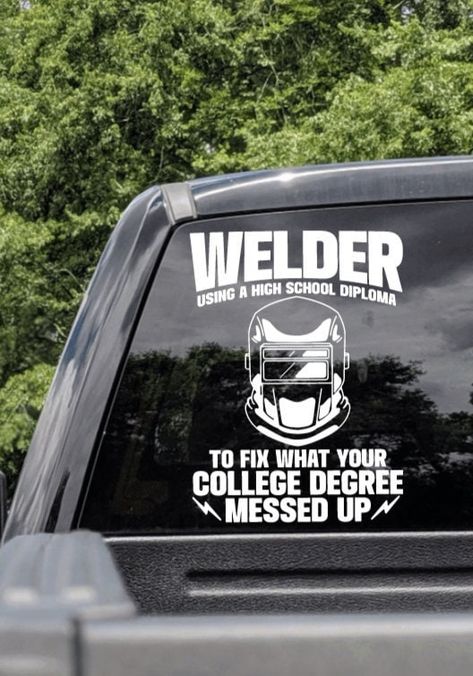 Tool Box Stickers Decals, Car Stickers Ideas, Welding Helmet Art, Custom Welding Hoods, Welding Projects Ideas Easy, Welder Tattoo, Welder Gifts, Easy Welding Projects, Welder Humor