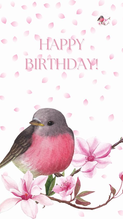 Bespoke Last-minute Bird Lover Birthday eCard for Instant Download Digital eCard Send no editing to twitcher Mobile Phone (Chirpy Robin) Birthday Ecard, Pink Blossom Tree, Blossom Tree, Pink Blossom, Bird Lover, Blossom Trees, Miss A, Bespoke Design, Bird Lovers