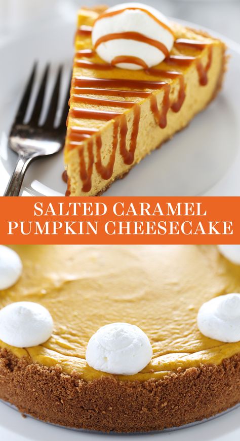 Caramel Pumpkin Cheesecake, Thanksgiving Desert, Mini Thanksgiving, Caramel Pumpkin, Fun Thanksgiving Desserts, Pumpkin Pie Cheesecake, Thanksgiving Pies, Fall Stuff, Easy Cheesecake Recipes