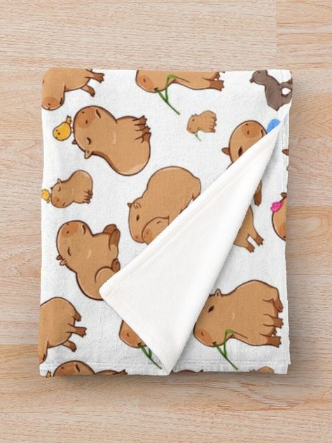 "Capybara Pattern" Throw Blanket by manydoodles | Redbubble Capybara Bedroom, Capybara Gifts, Capybara Birthday, Pet Diy, Plaid Blankets, Pattern Throw Blanket, Australian Animals, Birthday Wishlist, Patterned Throw