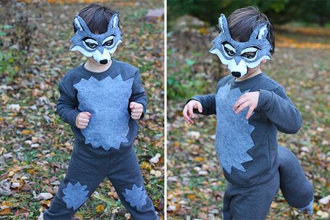 Diy Wolf Costume Kids, Diy Wolf Costume, Diy Masks For Kids, Wolf Costume Diy, Wolf Costume Kids, Munchkin Costume, Halloween Costumes For Big Kids, Family Costumes Diy, Amazing Halloween Costumes