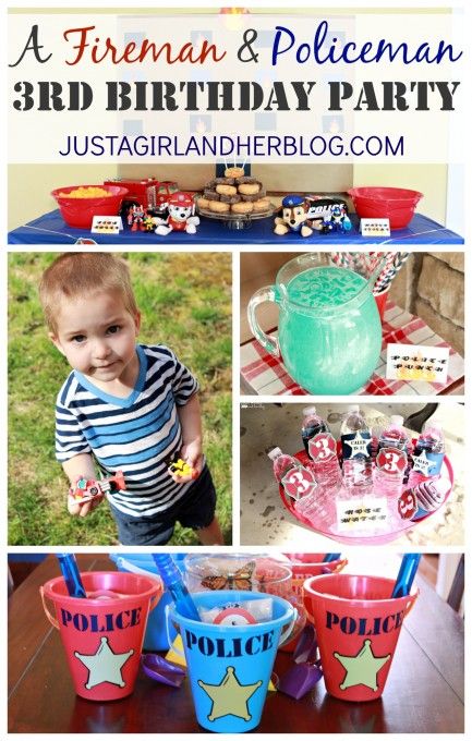 This adorable fireman and policeman-themed birthday party includes everything from themed drinks and snacks to super cute party favors! | JustAGirlAndHerBlog.com Police Theme Party, Cute Party Favors, Police Birthday Party, Police Party, Police Birthday, First Birthday Favors, Fireman Party, Fireman Birthday, 3rd Birthday Party