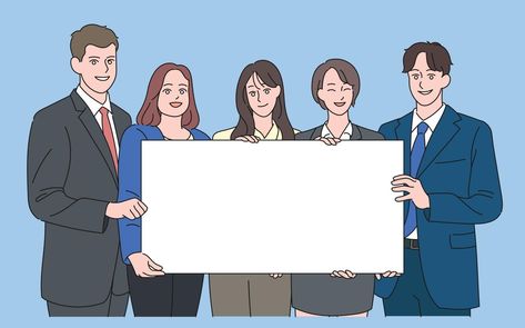 Business people in suits are holding together a large white board. hand drawn style vector design illustrations. People In Suits, School Powerpoint Templates, Vector Illustration People, Cute Powerpoint Templates, Presentation Pictures, Powerpoint Slide Designs, Youtube Banner Design, Banner Design Inspiration, Business Poster