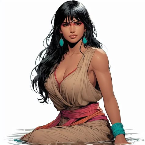 Female Oni Character Art, Native American Woman Art, Amazonian Women, Booba Drawings, Desert Culture, Fantasy Desert, Dark Sun, Plus Size Art, Comics Love