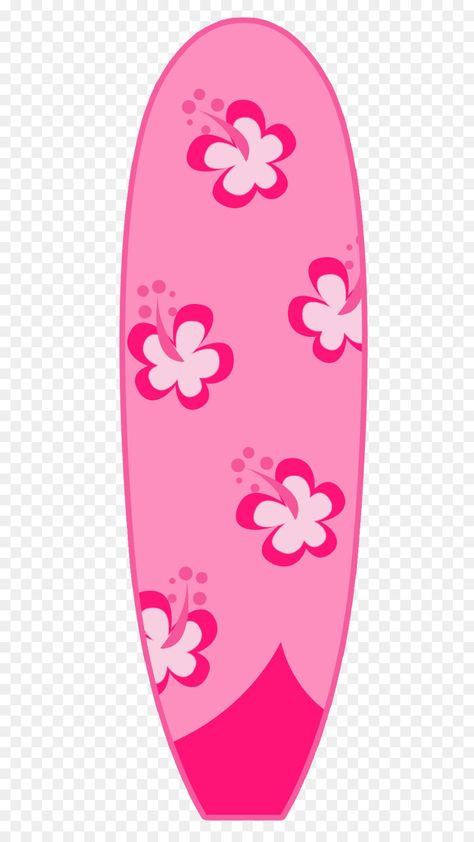 Pink Surf Board Aesthetic, Malibu Barbie Pool Party, Pastel Surfboards, Barbie Malibu Birthday Party, Barbie Surfboard, Pink Surfboard, Pink Surf Board, Flower Surfboard, Barbie Stickers