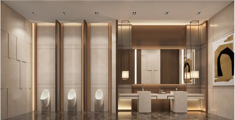 Hospitality Restroom Design, Luxury Office Bathroom, Modern Public Bathroom, Hotel Public Toilet, Hotel Washroom, Hotel Restroom, Sinks Design, Elegant Toilet, Public Restroom Design