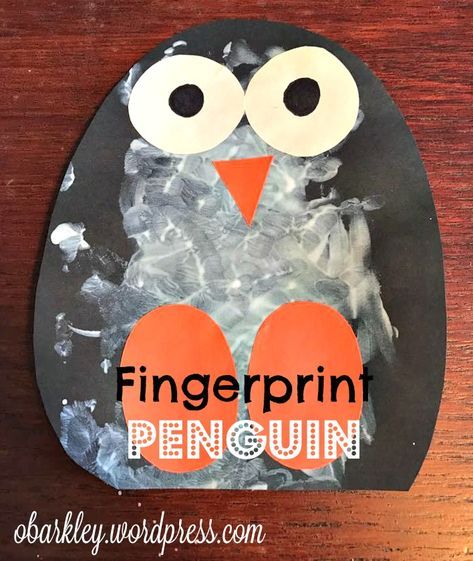 Fingerprint Penguin, Penguin Crafts Preschool, Arctic Animals Crafts, Winter Animal Crafts, Winter Crafts For Toddlers, Penguin Activities, Winter Crafts Preschool, Penguin Crafts, January Crafts