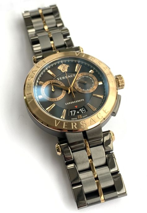 Versace VE1D00619 Aion mens watch 45 mm Shadi Dresses, Versace Watch, Free Bracelet, Versace Men, Make Color, Swiss Made, Watch Strap, Chronograph, Water Resistant