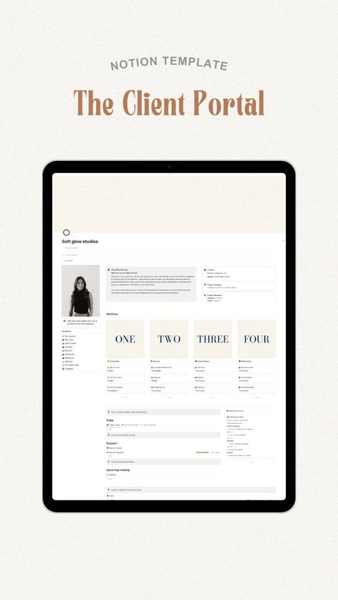 Notion Templates 📌  Enhance client satisfaction by inviting them to your dedicated client portal powered by Notion. This versatile template serves as a central hub for document sharing and project tracking, facilitating seamless collaboration. Minimize email exchanges, saving valuable time for both parties. Simplify workflows, boost productivity, and cultivate stronger client connections. Start Here: Start each project with a warm welcome, introducing your services, contact information, and the Notion Business Dashboard, Notion Client Portal, Notion Business, Project Tracking, Notion Dashboard, Template Notion, Monthly Planner Template, Client Satisfaction, Digital Organization