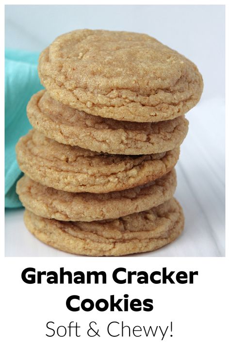 Soft and Chewy Graham Cracker Cookies - Love to be in the Kitchen Graham Cracker Chocolate Chip Cookies, Graham Crackers Cookies, Baking With Graham Crackers, Gram Cracker Crumbs Recipes, Soft Graham Cracker Cookies, Crushed Graham Cracker Recipes, Recipes With Gram Crackers, Graham Crackers Snacks, What To Make With Graham Crackers