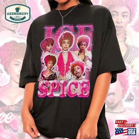 Nicki Minaj Shirts Tees, Ice Spice Graphic Tee, Ice Spice Music, Ice Spice Shirt, Nicki Minaj Merch, Nicki Minaj Shirt, Rapper Shirts, Sportswear Outfits, Ice Spice