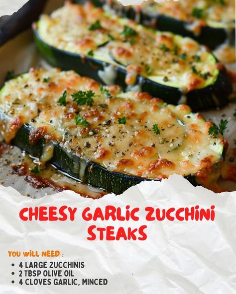 Easy Recipes Community | Cheesy Garlic Zucchini Steaks 🧀🧄🥒 | Facebook Zucchini Steaks Recipes, Cheesy Garlic Zucchini Steaks, Zucchini Steaks, Best Foods For Constipation, Garlic Zucchini, Zucchini Cheese, Zucchini Sticks, Cauliflower Soup Recipes, Seasoning Salt