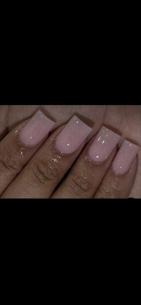 Simple But Sparkly Nails, Short Square Clear Nails, Simple Nails Prom, Short Sparkly Nails Simple, Short Acrylic Nails Square Homecoming, Sparkly Short Acrylic Nails, Blush Pink Acrylic Nails Short, Short Sheer Nails, Short Square Nails Sparkle