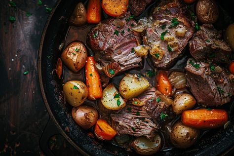 Dutch Oven Venison Roast Venison Dutch Oven Recipes, Dutch Oven Venison Stew, Venison Shoulder Roast Recipes, Dutch Oven Venison Roast, Venison Pot Roast, Deer Roast Recipes Oven, Venison Roast Recipes, Venison Roast Slow Cooker, Roast Venison Recipes