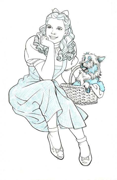 DOROTHY AND TOTO by Jerome-K-Moore on DeviantArt Toto Wizard Of Oz, Wizard Of Oz Color, Wizard Of Oz Pictures, Dorothy And Toto, Oz Tattoo, Dorothy Wizard Of Oz, Easy Disney Drawings, Product Art, The Scarecrow