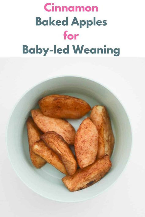 Baked Apples for Baby-led Weaning - Creative Nourish Cooked Apples For Baby, Baby Led Weaning Banana Recipes, Baby Led Weaning Apple Recipes, Baked Apples For Baby, Blw Apples, Apple Baby Food Recipe, Blw Apple Recipes, Breakfast Ideas For 11 Month Old, Blw Waffles 6 Months