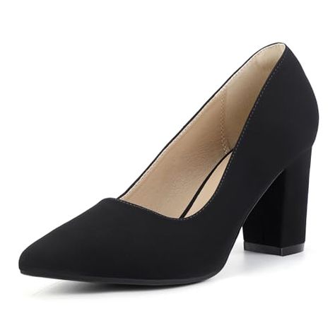 Limited-time deal: IDIFU Women's IN3 Classic Pumps Closed Toe Heels High Chunky Block Work Office Heels Comfortable Wedding Bridal Party Pointed Toe Dress Shoes for Women Party Points, Corporate Girly, Office Heels, Dress Shoes For Women, Heels Comfortable, Closed Toe Heels, Wedding Bridal Party, Casual Work Outfit, Heels High