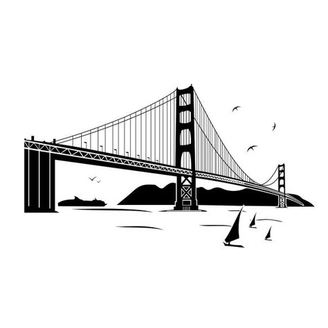 London Bridge Drawing, Golden Gate Bridge Tattoo, Bumblebee Drawing, Bridge Tattoo, Land Mark, Bridge Drawing, Ing Civil, Eiffel Tower Painting, Scrapbook Planning