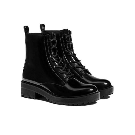 Lace-Up Flat Ankle Boots Bershka $46 Cute Combat Boots, Brown Boots Outfit, Cute Ankle Boots, Flat Ankle Boots, Casual Leather Jacket, Boots Flat, Fantastic Shoes, Boating Outfit, Trending Boots