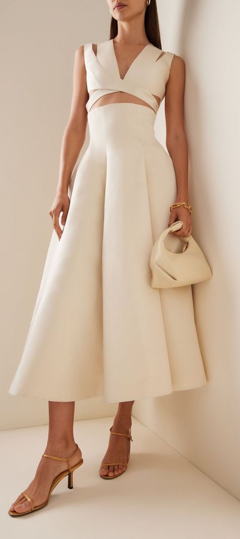 Ivory Gown, Emilia Wickstead, Duchess Satin, Chic Skirts, Ankle Length Dress, Satin Midi Dress, Matches Fashion, Mode Inspiration, Looks Vintage