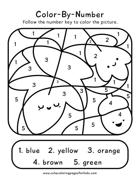 Fall Color By Number Kindergarten Free, Pre K Homework Free Printable Preschool Worksheets, Halloween Color By Number Preschool, November Coloring Pages Preschool, Color By Letter Free Printables Fall, December Printables For Kids, Color By Number 1-5 Free Printable, Fall Color By Number Preschool, Preschool Color By Number Free