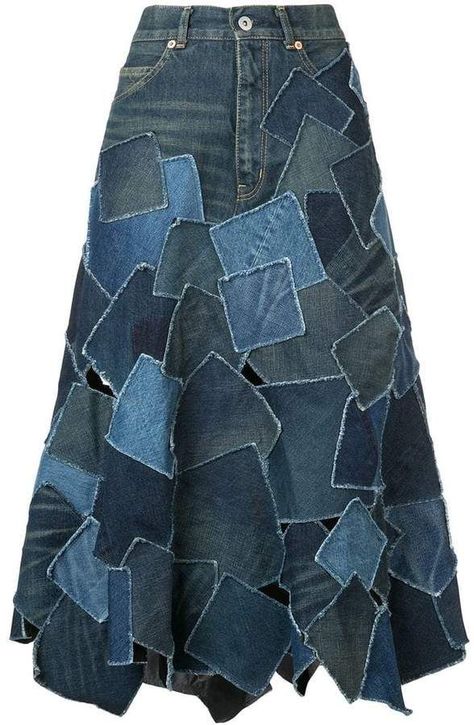 Återvinna Jeans, Diy Denim Skirt, Ropa Upcycling, Patchwork Denim Skirt, Blue Jeans Crafts, Denim Skirt Outfits, Denim Inspiration, Denim Ideas, Upcycle Jeans