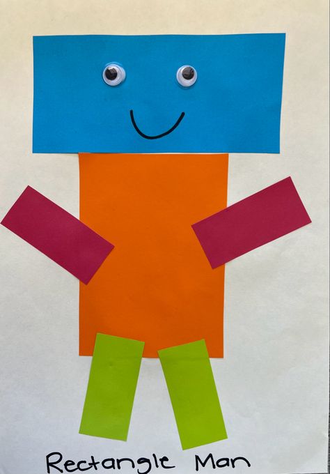 Preschool Shape Crafts Art Projects, Rectangle Projects For Preschoolers, Square Preschool Craft, Rectangle Shape Crafts For Preschool, Rectangle Activity For Preschool, Rectangle Art Preschool, Rectangle Preschool Crafts, Shape Craft Preschool, Square Activity Preschool