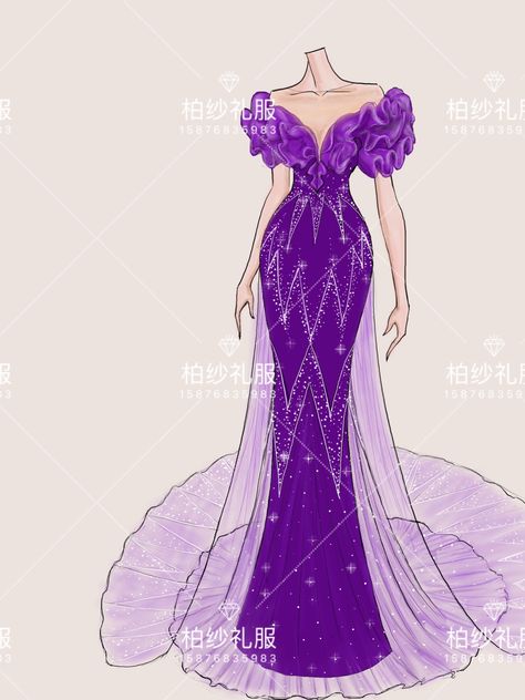 Party Dress Sketch, Modest Dress Design Sketches, Evening Dress Outfit, Wedding Cheongsam, Evening Dress Wedding, Beauty Pageant Dresses, Digital Fashion Illustration, Fashion Illustration Collage, Fashion Drawing Sketches