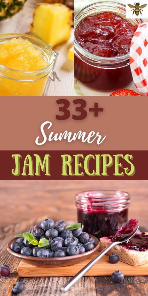 With all of the best summer fruit available, you simply must make some of these BEST summer jam recipes! Make them as gifts, enter them in the county fair and make some for your family! #summerjamrecipes Canning Strawberries, Homesteading Hacks, Vegetables Storage, Fruit Harvest, Make Jam, Preserving Recipes, Canning Jar Labels, Canning Peaches, Jams And Jellies