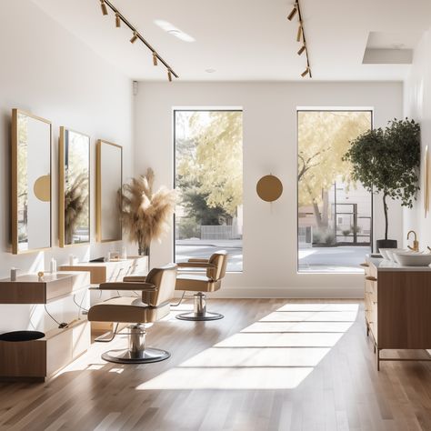 Thoughtfully designed surroundings, warm services, and a homey atmosphere. Welcome to experience and let's create beautiful memories together! 💖💆‍♂️ #salonchair #newarrival #instasalon #hairsalon #saloninspo #interior #salonspace #interiordesign #trending #trends #modern #style #baashasalonchair #goldsalonchair Minimal Salon Decor, Brown Salon Chairs, Japandi Hair Salon, Lighting For Salon, Cozy Hair Salon, Salon Boutique Ideas, Cute Hair Salon, Small Hair Salon Interior Design, Boho Salon Ideas