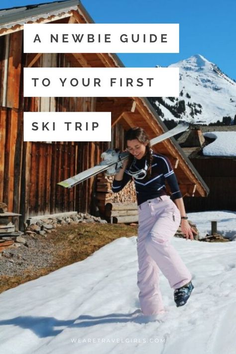 Everything you need to know before your first ski trip from a new skier. This guide is an essential read before you go out onto the slopes on your first skiing adventure. We share helpful advice on what you need to bring with you and how to navigate the slopes confidently. What To Bring On A Ski Trip, What To Pack For Ski Trip Women, Ski Packing, What To Wear Skiing Women, Hair Styles For Skiing, Ski Must Haves, How To Ski, Ski Essentials, School Ski Trip