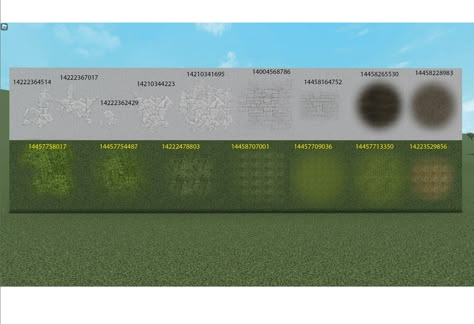 Bloxburg Check In Decals, Bloxburg Power Line, Bloxburg Grass Colors, Concrete House Bloxburg, Bushes Bloxburg Codes, Bush Decal Codes For Bloxburg, Autumn Plant Decals Bloxburg, Bloxburg Grass Decals, Trash Decal Bloxburg