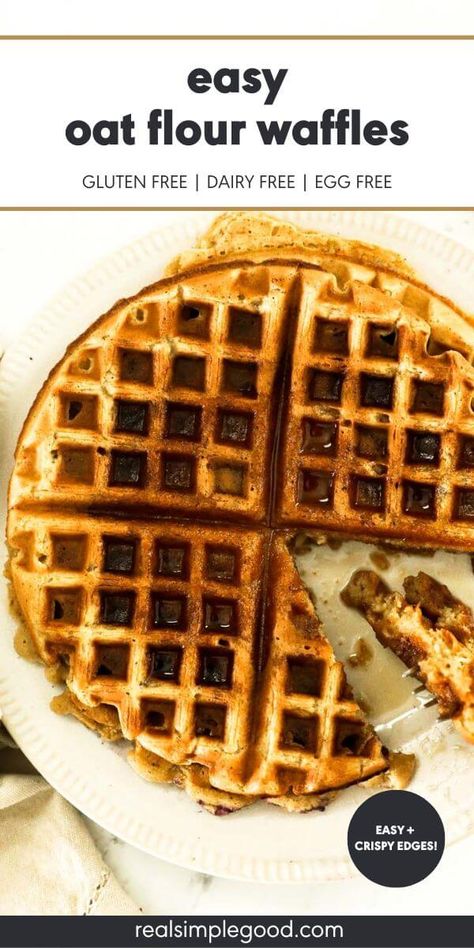 Oat Flour Waffle Recipe, Oat Flour Waffles, Bariatric Breakfast, Oats Pancakes, Oat Waffles, Oat Flour Pancakes, Gf Treats, Oat Flour Recipes, Easy Waffle Recipe