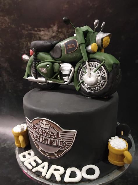 Royal Enfield Cake Ideas, Biker Birthday For Men, Motorcycle Birthday Cakes, Biker Birthday, Motorcycle Cake, Motorcycle Birthday, Bike Cakes, Dads Birthday, Birthday Cakes For Men