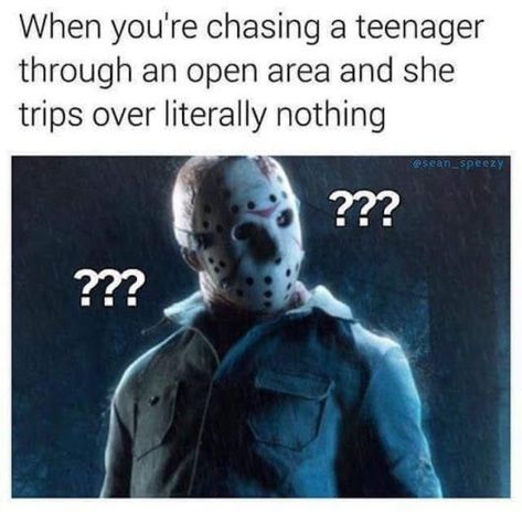 Friday The 13th Memes, Horror Movies Funny, Halloween Memes, Bee Movie, Horror Movie Icons, Funny Horror, Movie Memes, Horror Movie Characters, Classic Horror