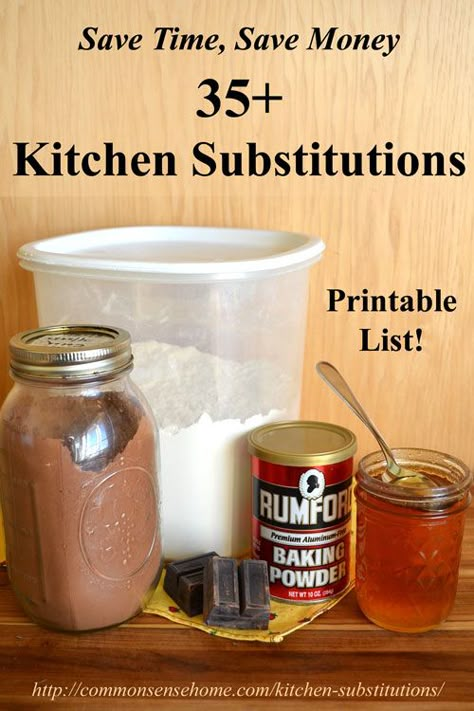 Cooking Substitutions, Baking Substitutes, Food Substitutions, Baking Hacks, Homemade Mixes, Ingredient Substitutions, Classic Kitchen, Cooking Hacks, Cooking Dinner