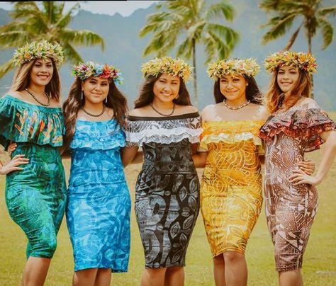 Cook Island Dress, Pacific Dress Designs, Tav Pacific Dresses, Resort Dresses Tropical, Island Dresses Pacific, Tropical Theme Outfit, Island Outfits Tropical, Pacific Island Dress Patterns, Tongan Wedding