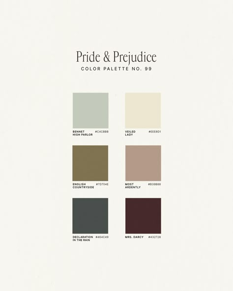 Modern Parisian Color Palette, Pride And Prejudice Aesthetic House, Maybe Color Palette, Modern Victorian Colour Palette, Academic Colour Palette, Regency Era Color Palette, Moody Feminine Color Palette, Pride And Prejudice Interior, Lorelai Gilmore Color Palette