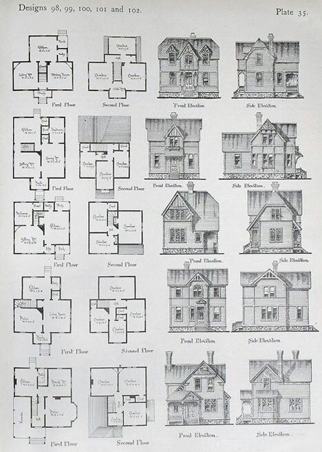 Small footprint historic floor plans. 19th Century House Plans, 1890 House Plans, 18th Century House Plans, Victorian House Floor Plans, 1890 House, Enjoy Studying, 19th Century House, Diy Architecture, Castle Floor Plan