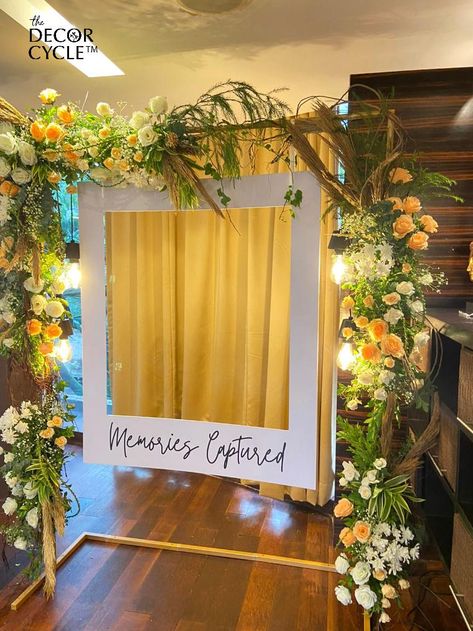 Birthday party setup with english looking flowers #decor #flowers #florals #birthday #party #pampas #setup #backdrop Saree Function, Simple Stage Decorations, Half Saree Function, Party Setup, Stage Decoration, Decor Flowers, Flowers Decor, Floral Backdrop, Stage Decorations