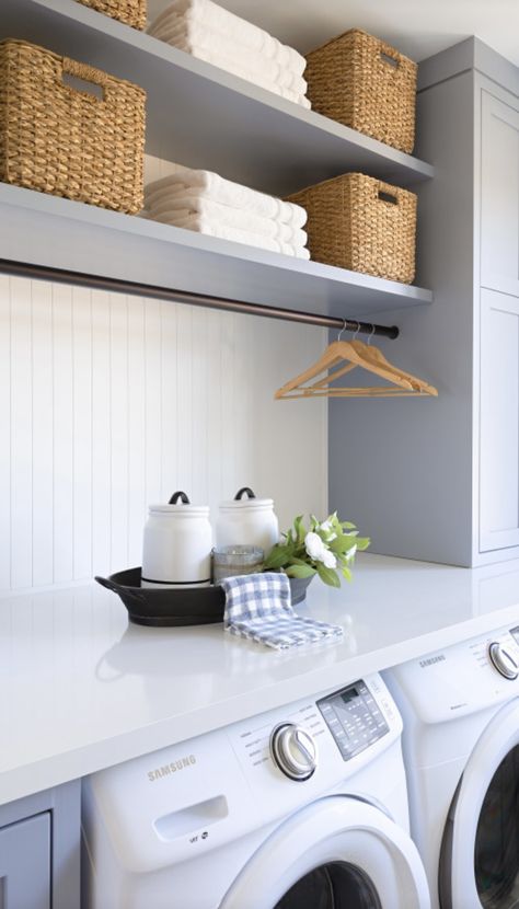 Utility Room Organization, Transitional Laundry Room, Custom Laundry Room, Laundry Pedestal, Mudroom Laundry Room, Laundry Room Renovation, Laundry Room Ideas, Laundry Room Cabinets, Laundry Room Inspiration