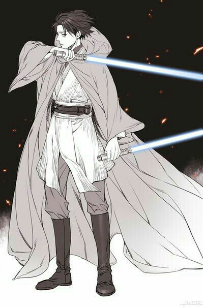 SNK X Star wars Grey Jedi, Jedi Art, Star Wars Characters Pictures, Captain Levi, Star Wars Light Saber, Star Wars Concept Art, Star Wars Outfits, Star Wars Rpg, Ciel Phantomhive