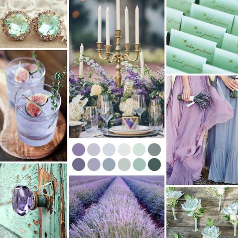 Greenvelope on Instagram: “A mint & lavender color palette that’s soft, pretty, and perfect for spring. 💜 {tap for inspiration credits}” Lavender And Mint Green Wedding, Lavender Color Palette, Purple Sweet 16, Mint Party, Lavender Wedding Cake, Wedding Mint, Wedding Mint Green, Green Wedding Colors, Spring Color Palette