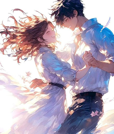 Dancing Fanart, Couple Singing, Fantasy Art Couples, Romantic Artwork, Romantic Anime Couples, Best Anime Couples, Cute Couple Drawings, Anime Couple, Cute Couple Art