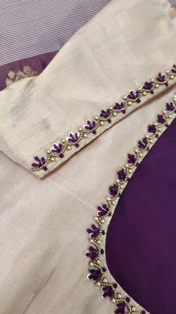 Bridal Work Designs, Butti Work Embroidery Blouse, Thread Work Aari Design, Aari Work For Cotton Saree Blouse, Aari French Knot Designs, Simple Neck Aari Design, Simple Hand Work Blouse Design For Silk Saree, Simple Hand Work Blouse Designs Thread Work, Sudithar Design