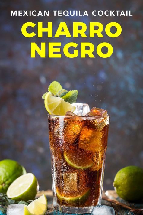 Mexican cocktail charro negro uses tequila, Mexican Coca Cola and lime. Learn why this great Mexican party drink is such a big hit. Mexican food. Mexican party ideas. Mexican drinks alcoholic. Summer drinks. Tequila cocktails. Margarita Truck, Cuba Libre Cocktail, Rum And Coke, Coke Drink, Mexican Cocktails, Tequila Recipe, Coctails Recipes, Lemon Uses, Around The World Food